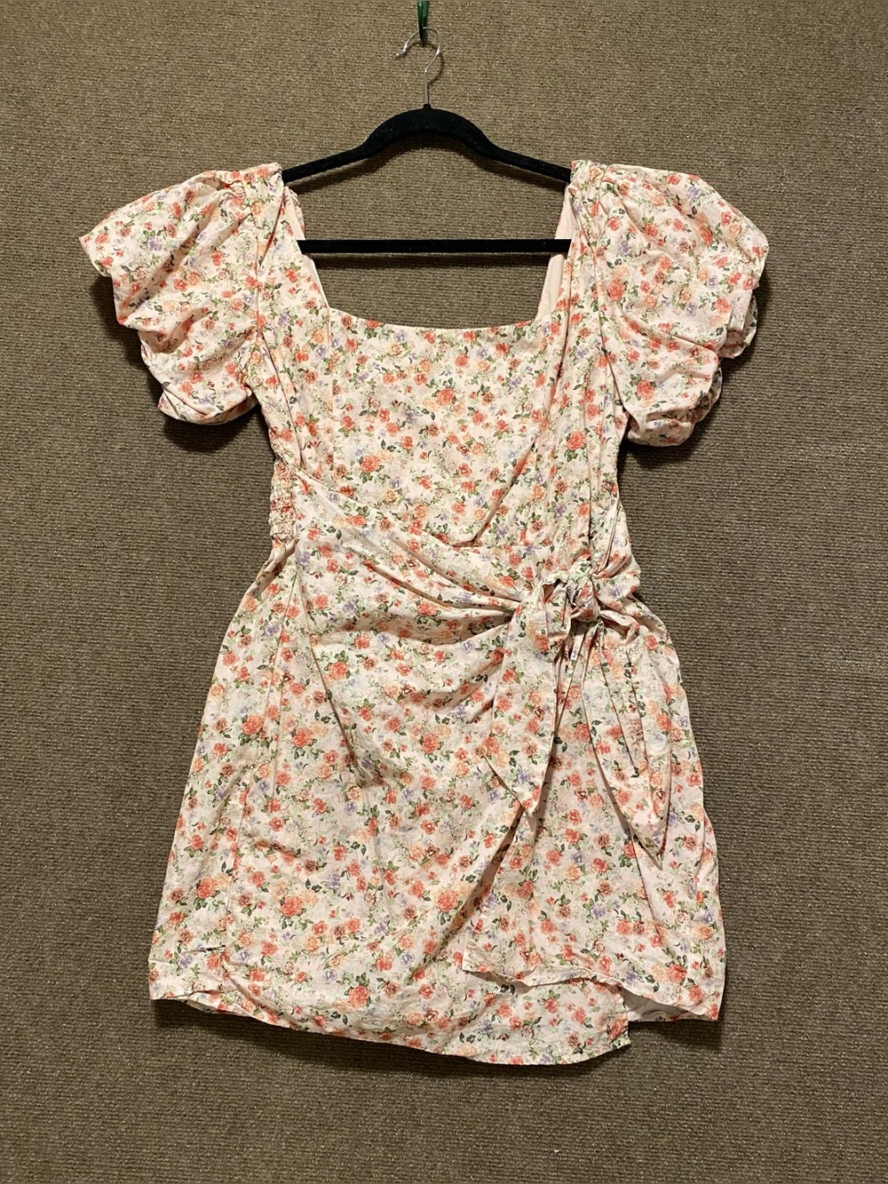 Show Me Your MuMu DanielleMini Dress Floral Puff Sleeve Faux Wrap XL